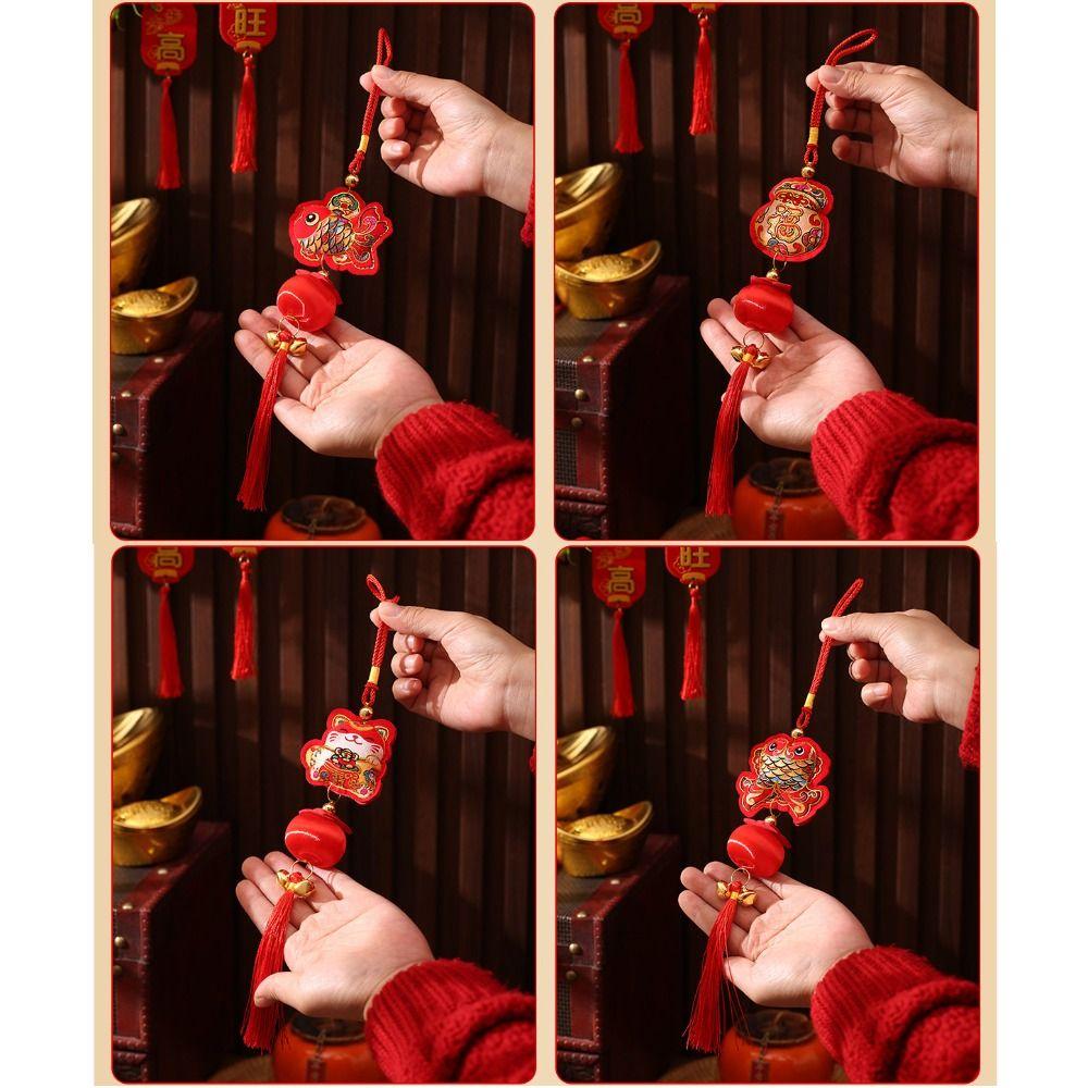 Embroidery Wind Chimes Lucky Bag Spring Festival Lantern Hanging Bell Decor 2025 Lunar New Year