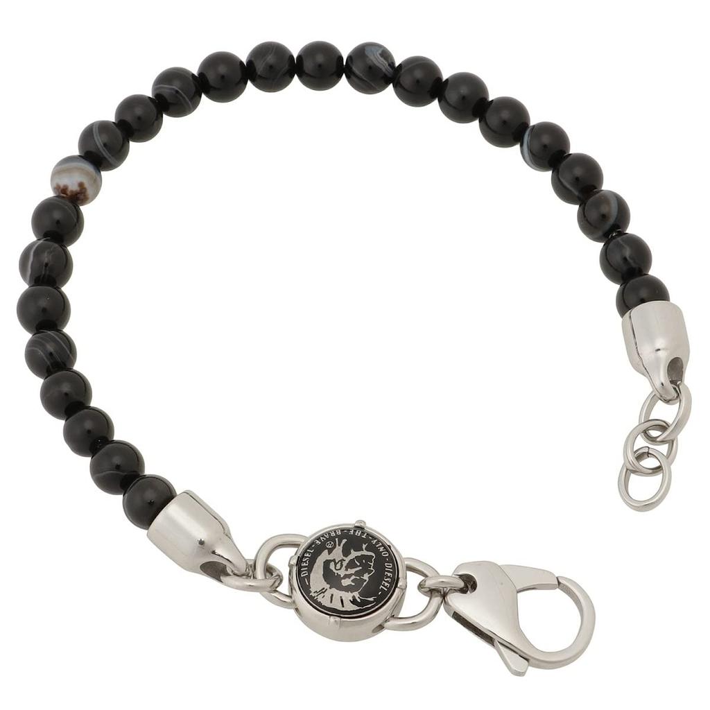 DIESEL DX0848040 Beaded Bracelet In Black Multi/Silver, Braveman (Mohawk) Style, Men's Accessory [Parallel Import]
