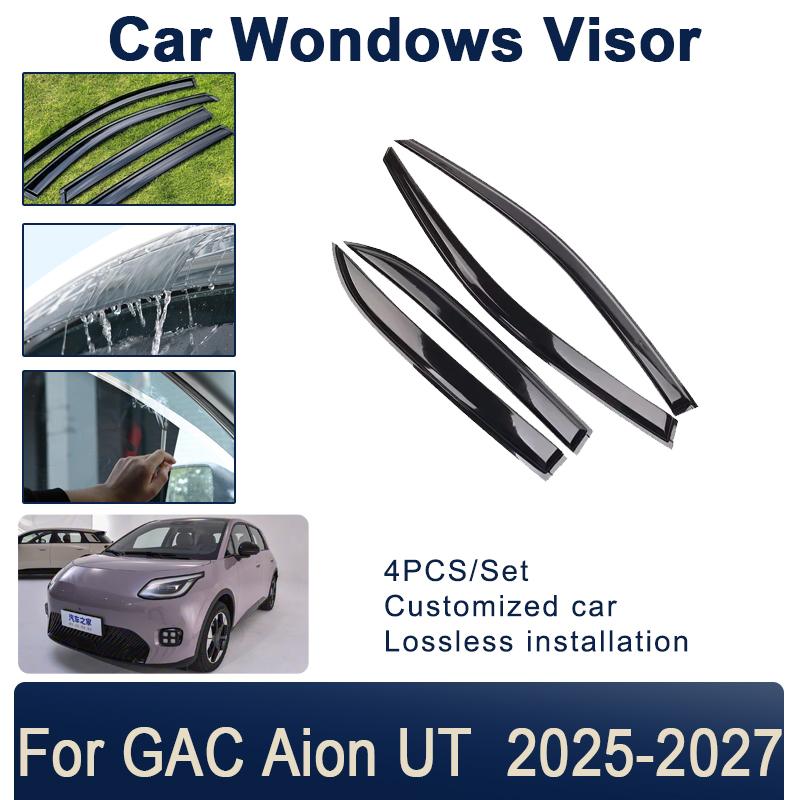 4PCS Black Window Visor Cover For GAC Aion UT AY2 2025 2026 2027 Auto Waterproof Trim Wind Sun Rain Visors Shade Car Accessories