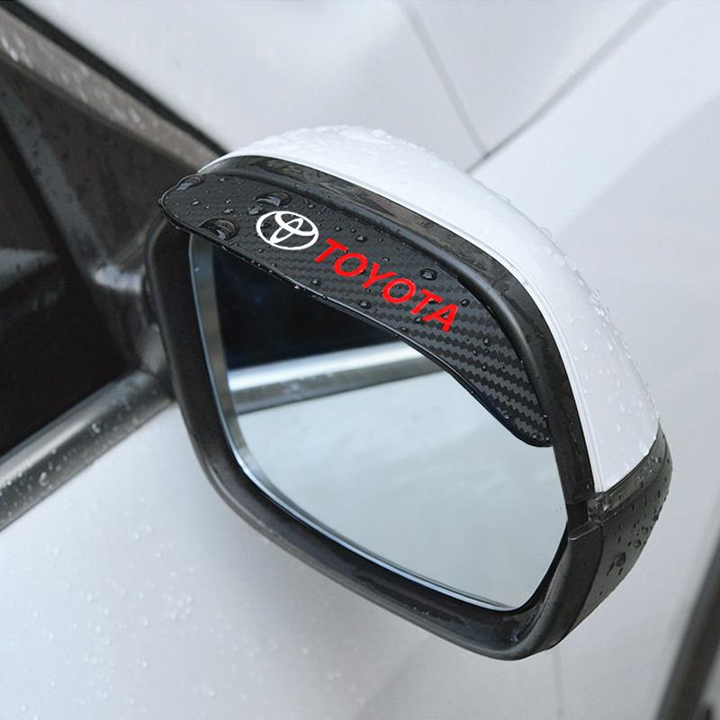 AACT1 2PCS Car Rearview Mirror Rain Shield Stickers Rain Eyebrow For Toyota Corolla Yaris Camry Prius RAV4 CHR Hilux Aygo Accessories