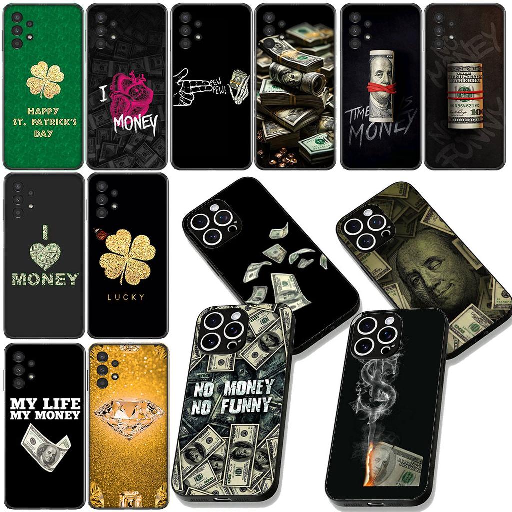 Moneys Dollars 100 Clover Protective Cover for Samsung Galaxy S22 S21 S20 FE Ultra Plus A35 A36 A37 A33 A34 A04 A71 Phone Case