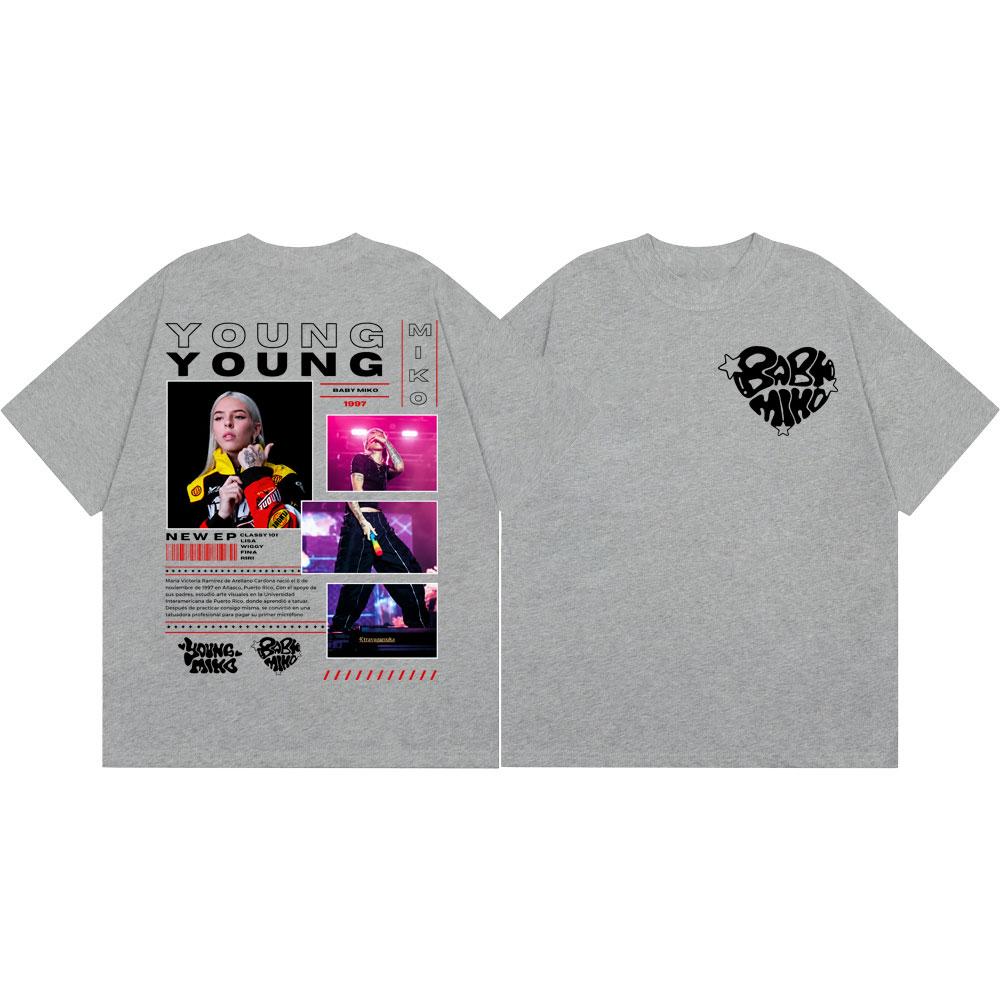 Rapper Young Miko T-shirts High Street Fashion Trend Short Sleeve T Shirts Men Women Casual Loose 100%cotton T-shirt Streetwear
