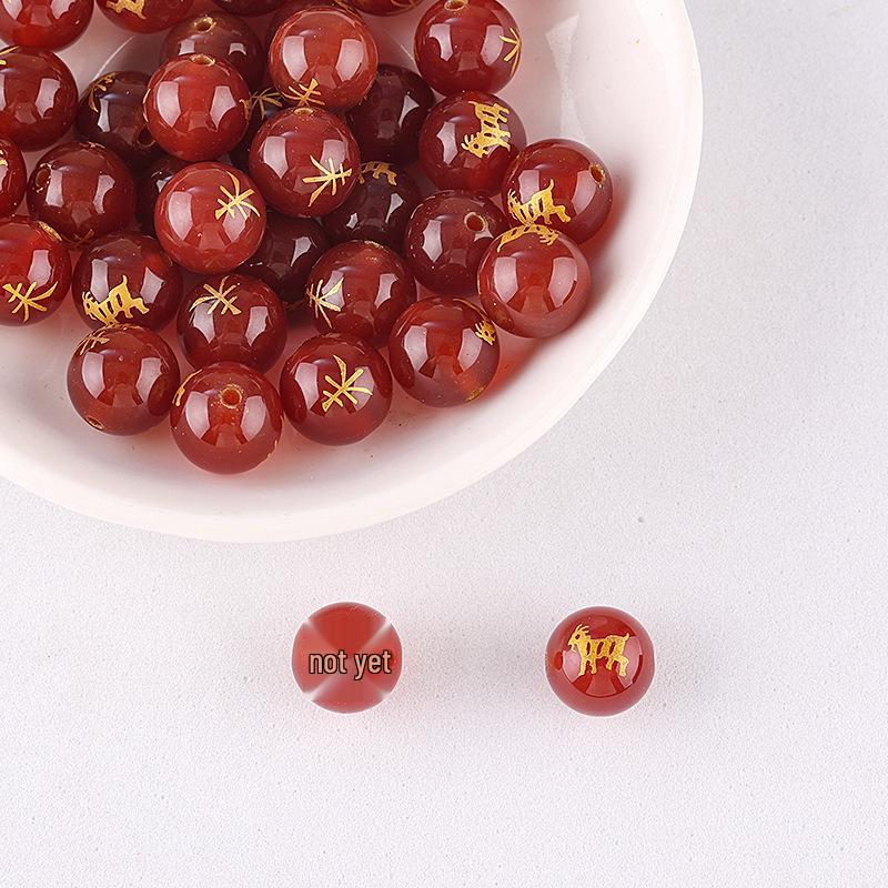 Браслет и подвеска из красного агата с бусинами знаков зодиака и разделительными бусинами-бочонками для DIY