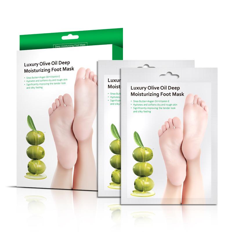 Rose & Olive Oil Foot Mask with Lavender, Deep Nourishing Moisturizing Exfoliating Foot Peel Socks