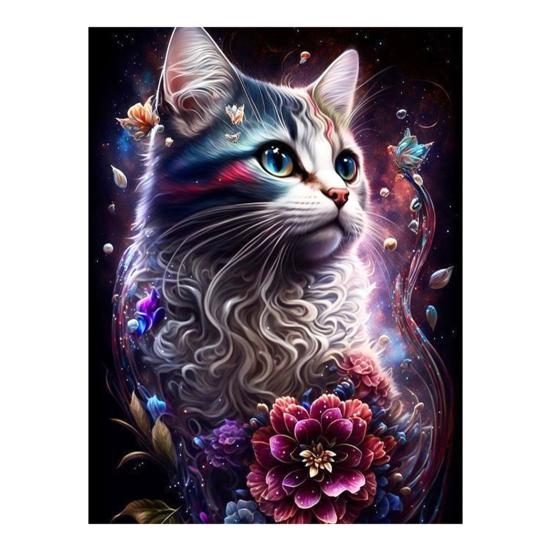 Пейзаж с бриллиантами, милый кот, принт, дизайн, улучшение координации, снятие стресса, мозаика, алмазная вышивка, украшение для дома, сделай сам, подарок