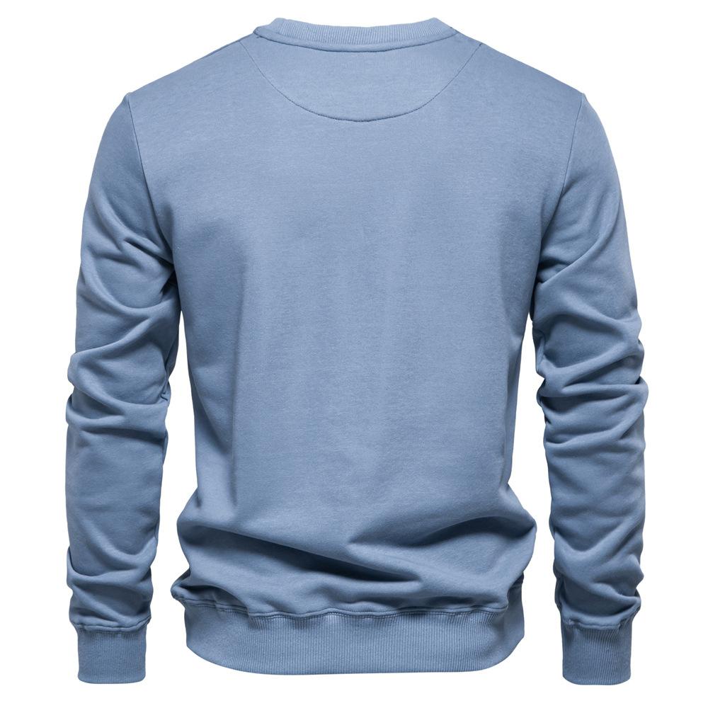 European and American Men's Spring Autumn Long Sleeve Solid Color Sweatshirt Fashion Casual Loose Fit Crew Neck Pullover