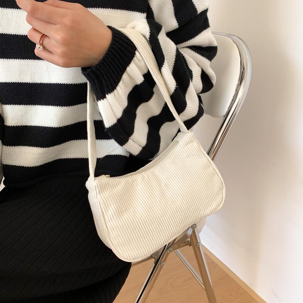 Vintage Women'S Handbags Underarm Bag Casual Women Shoulder Bags Solid Color Zipper Female Handbag