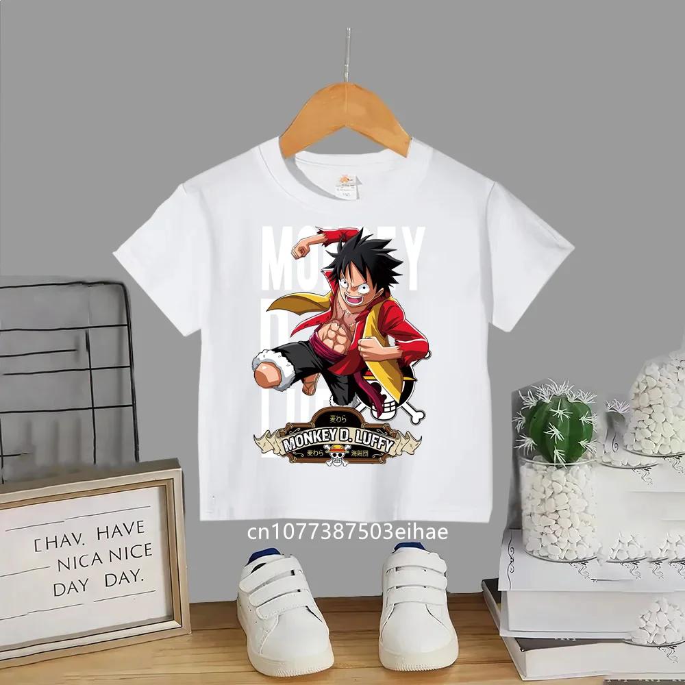 Japanese Anime One Piece  Luffys Classic Childrens Shortsleeved Breathable Sports Casual Summer Fashion and Leisure Top