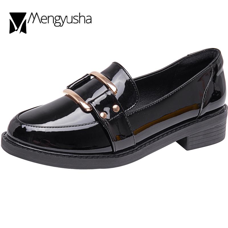 Мода 4-стиль бант/металлические букле мокасины женские балетки британские лакированные кожаные туфли женские эспадрильи на толстом каблуке 2024