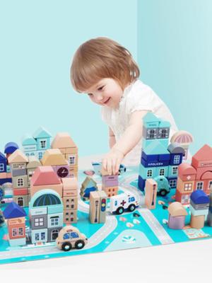 Городские строительные блоки для детей 1-2 лет, образовательные, просветительские, для детей 3-6 лет, для мальчиков и девочек, деревянные игрушки для сборки