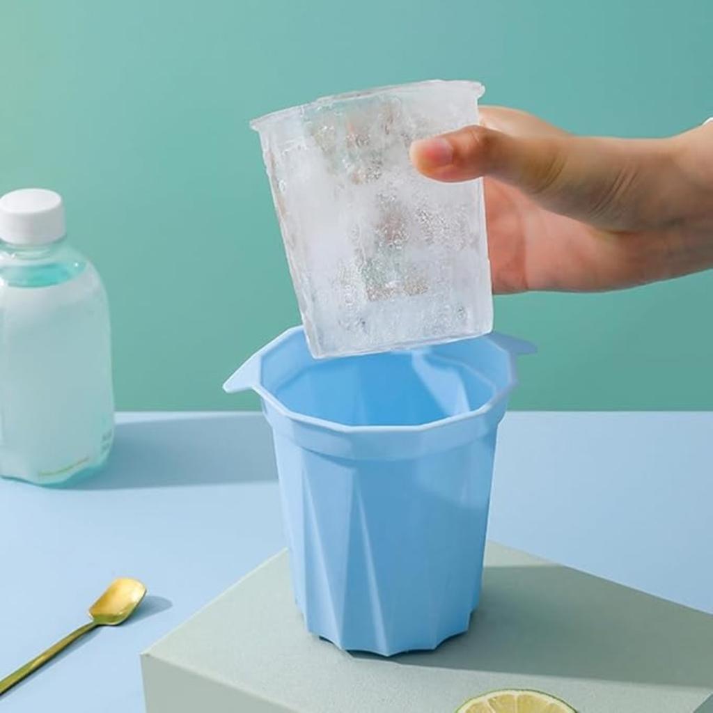 Ice Cup Mold Ice Cup Maker Freeze Drink Cup Silicone Mould Tray Kitchen Refrigerator Ice Cup Mold, 2PCS