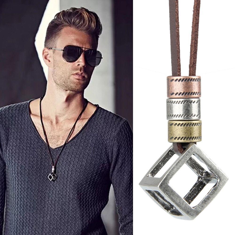 Zinc Zinc Alloy Simple Clavicle Chain Ins Style Necklace Fashion Jewelry Men Leather Necklace Sweater Chain