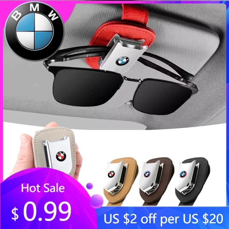 KXUOB1 Car Sticker Multifunction Car Sun Visor Glasses Clip Leather Eyeglasses Clip For bmw 50th M e46 e39 e90 e60 e30 f10 f11 f20 g30