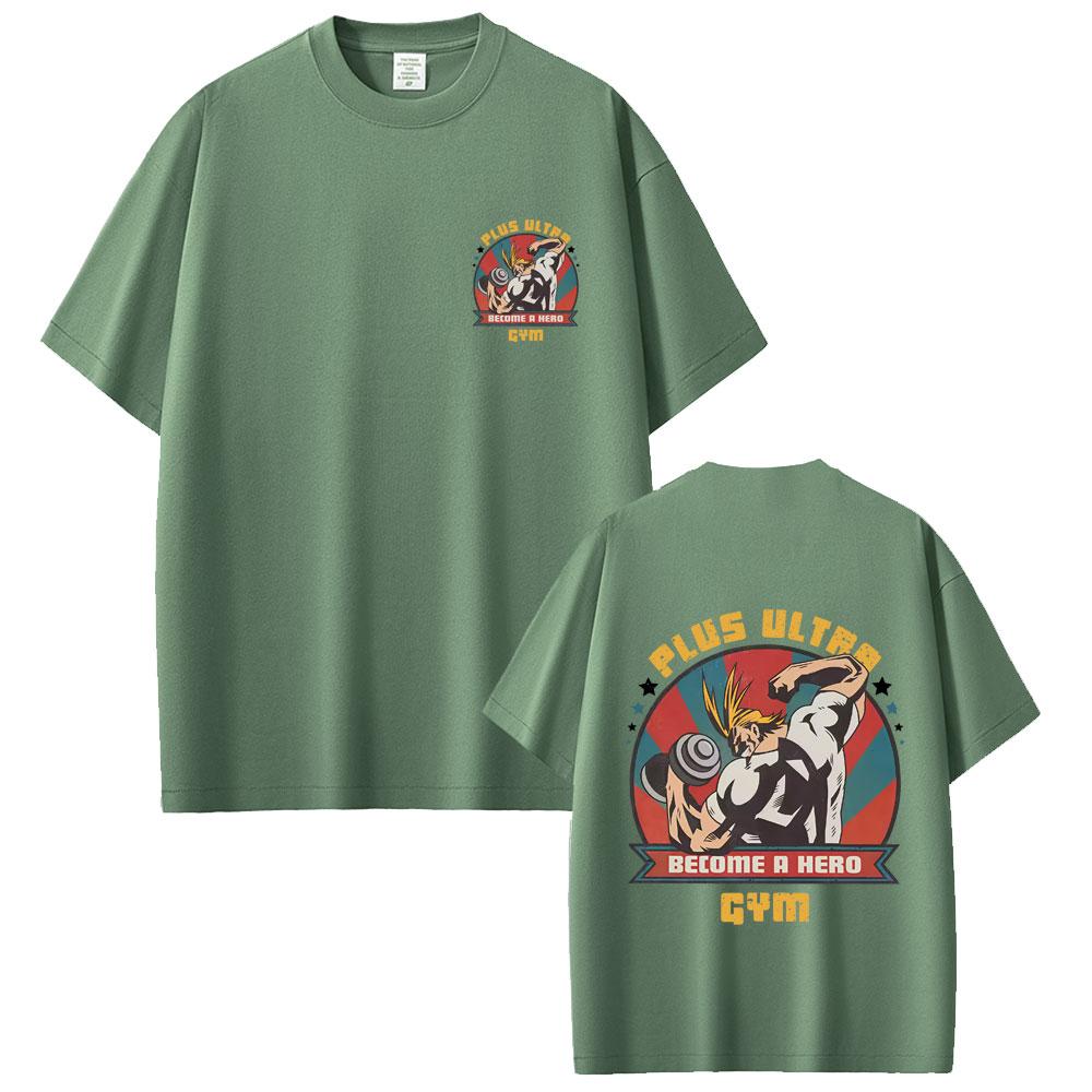 Anime My Hero Academia All Might Plus Ultra Gym Graphic T Shirts Unisex Women Fitness Casual Cotton T-shirt Male Vintage Streetwear