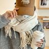Cream Sweet Girl Wind Color Dot Tassel Scarf Women'S Winter Premium Soft Glutinous Fashion College Style Warm Neck