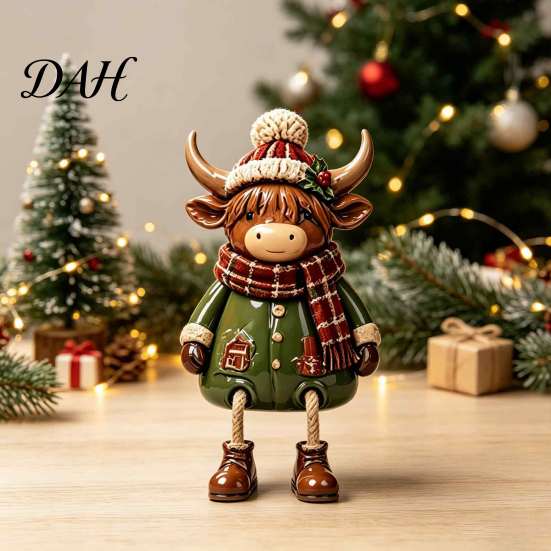 Rustic Country Christmas Decorations Shelf Sitter Figurines, Retro Farm Animal Hanging Leg Decor, Pastoral Style Ornaments for Mantel Tabletop