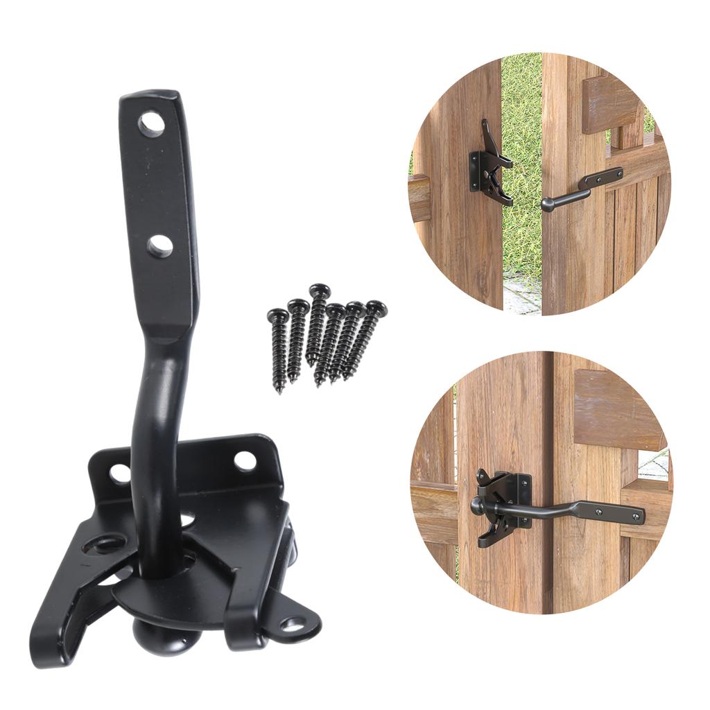 Automatic Gravity Lever Gate Latches Lock Steel Self Locking Bolts Heavy Duty Black Steel Gate Lock for Garden Fence