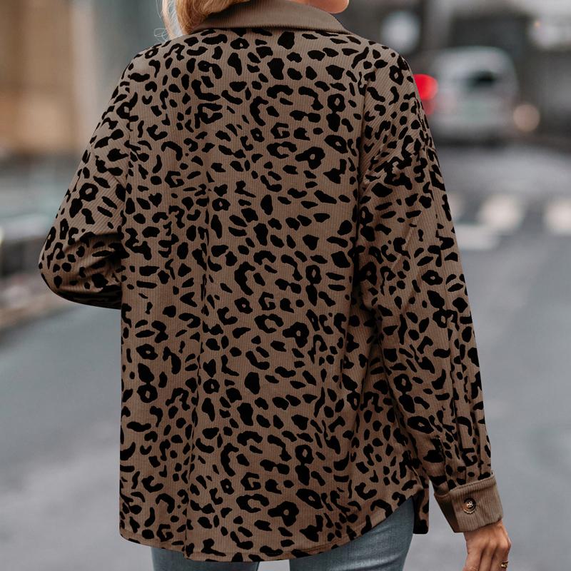 Куртка-рубашка с леопардовым принтом на пуговицах с длинными рукавами, женская, осень 2025, новые европейские и американские женские топы