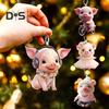 Acrylic Cartoon Pig Hanging Decoration with Bead Chain Car Rearview Mirror Pig Ornament Keychain Backpack Animal Pendant Birthday Gift