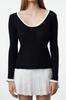 Women's Elegance Style Sweater Black Thin Color Block Knitwear Sweater