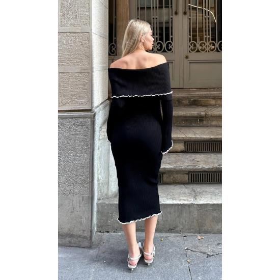 Женское трикотажное платье миди с воротником Madonna