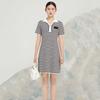 Women's Striped Short Sleeve Lapel Knit Dress