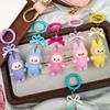 Flocking Labubu Key Chain Doll Charm Phone Pendant Bag Decor Car Key Ring