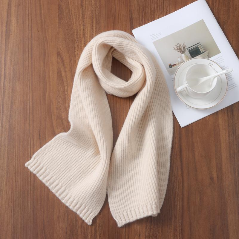 100% Wool Women Knitted Scarf Winter Long Narrow Soft Warm Cashmere Like Neckchief Solid Fashion Shawls Scarves 20x160c