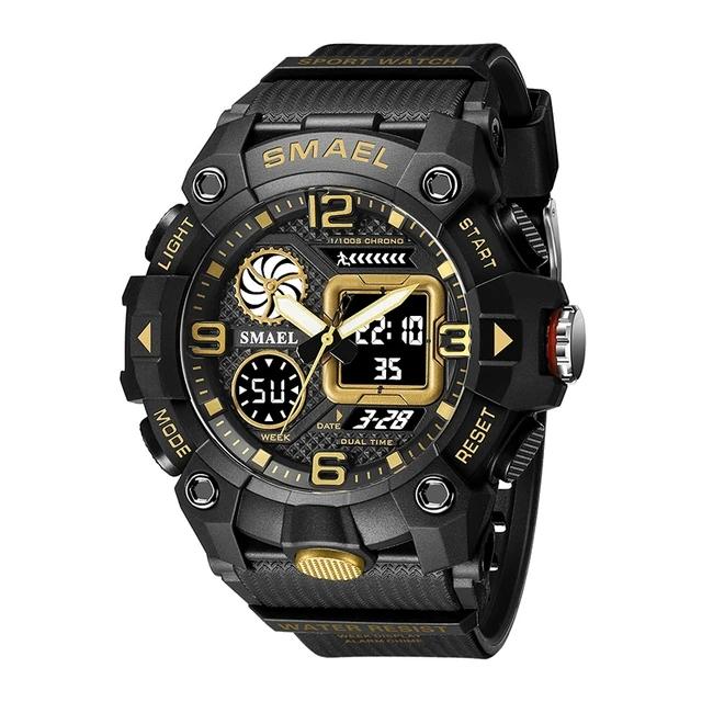 Smael 8055 Hot Sale Fashion Digital LED Quartz Analog Dual Display Watch Outdoor Sports Waterproof Alarm Clock Electronic Watch