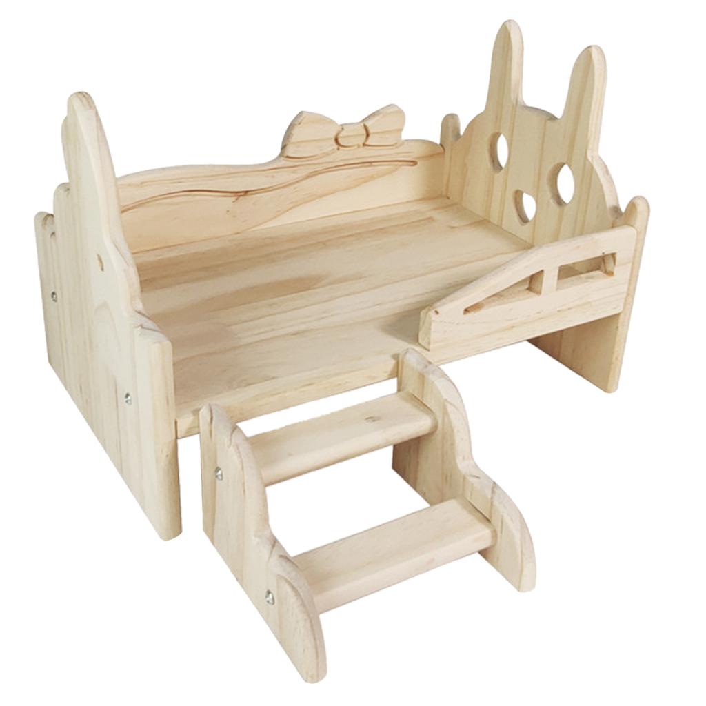 Кровать для хомяка для маленького питомца с лестницей, деревянная платформа, клетка, угловая игровая площадка, аксессуары для клетки с игрушками, домик для маленького животного