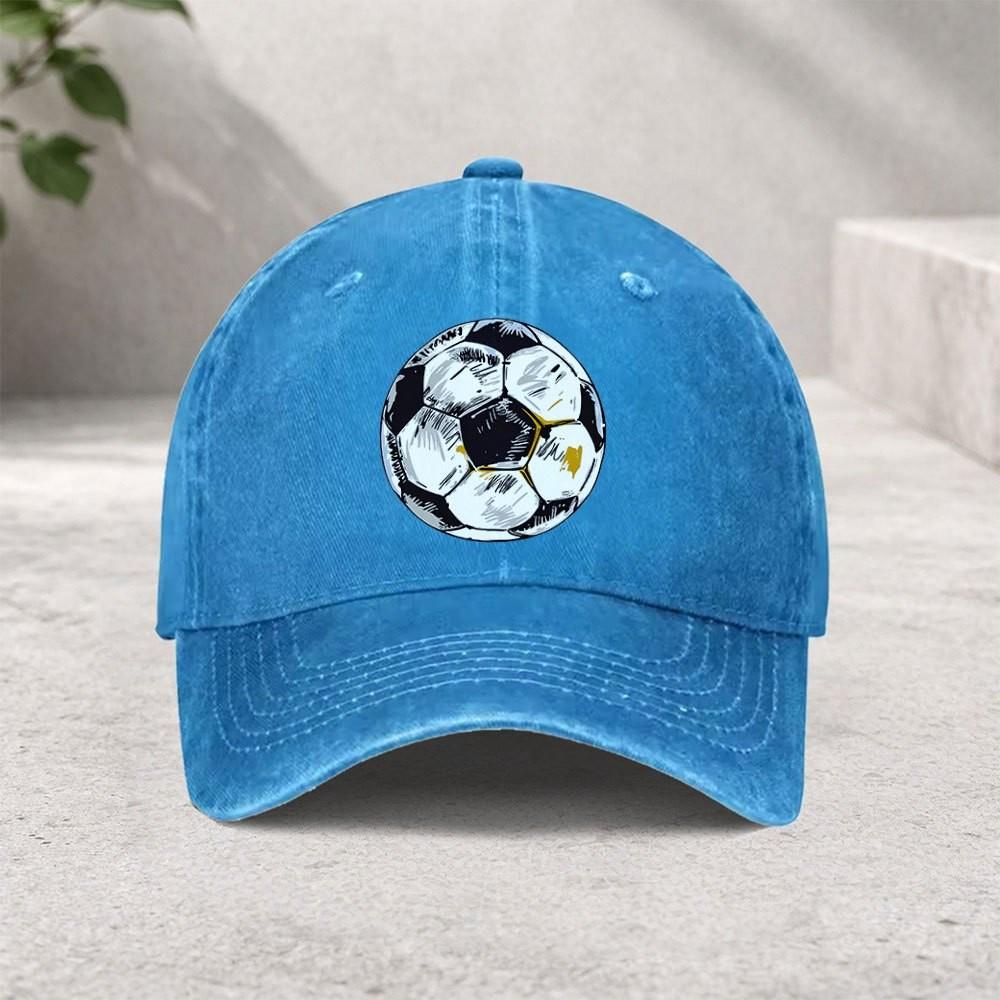 Soccer Graffiti Baseball Cap Washed Cotton Adjustable Outdoor Sports Vintage Style for Unisex Women