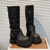 Модная женская высокая обувь Платформа Массивные ботильоны Плиссированные Дизайнерские 2025 Зимняя Новая Обувь До колена Челси Готическая Мода Ботильоны Женские