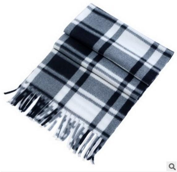 Черно-белый клетчатый двусторонний бархатный шарф для мужчин и женщин
