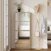 Narrow Shoe Cabinet with Mirror and 4 Tilting Doors for 12 Pairs of Shoes 63x17x146 cm Natural