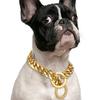 Stainless Steel Dog Chain Collar, Rose Gold Pet Necklace, Strong P Chain Choker for Small and Big Dogs, 15mm Width