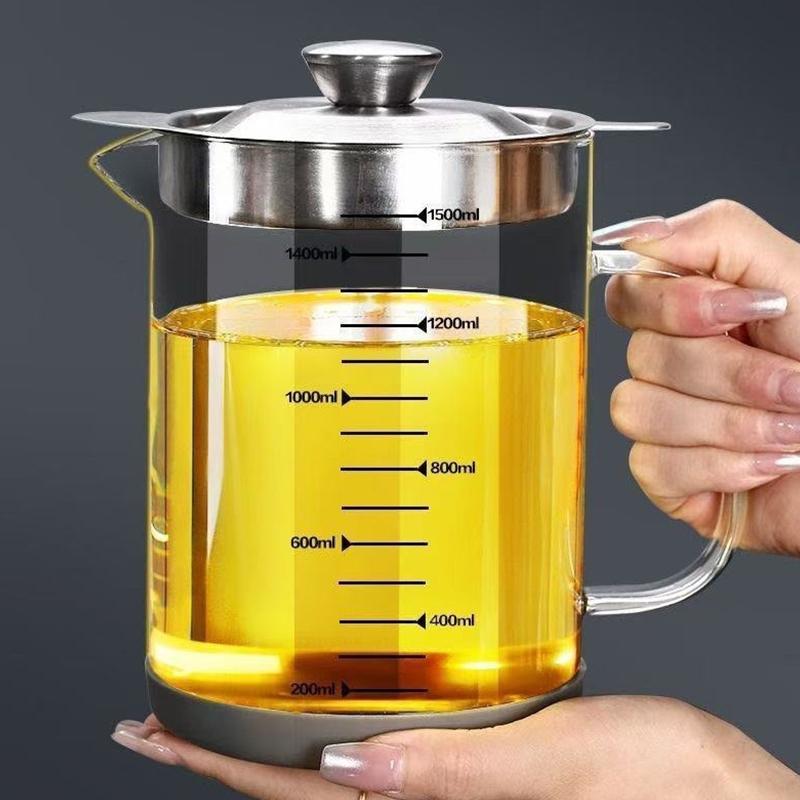 1 л/1,5 л Контейнер-кувшин из нержавеющей стали и стекла для процеживания масла с фильтром, емкость для хранения, банка для кухонных бытовых инструментов