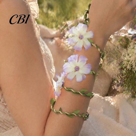 Elegant Flower Accessory Fairy Floral Arm Wrap, Woodland Elf Bracelet, Forest Nature Dress Decoration Costume Accessories for Women, Halloween