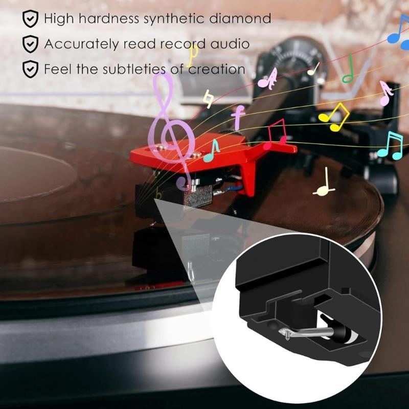 Игла для проигрывателя с алмазным наконечником и щеткой Запасная игла для фонографа Пластиковая текстура для проигрывателей