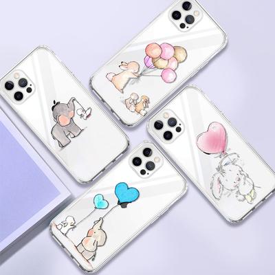 Прозрачный чехол для Apple iPhone 13 Mini 12 11 Pro Max XR SE 2020 7 8 Plus X XS 6 6S, мягкий чехол для телефона с мультяшным слоном и кроликом