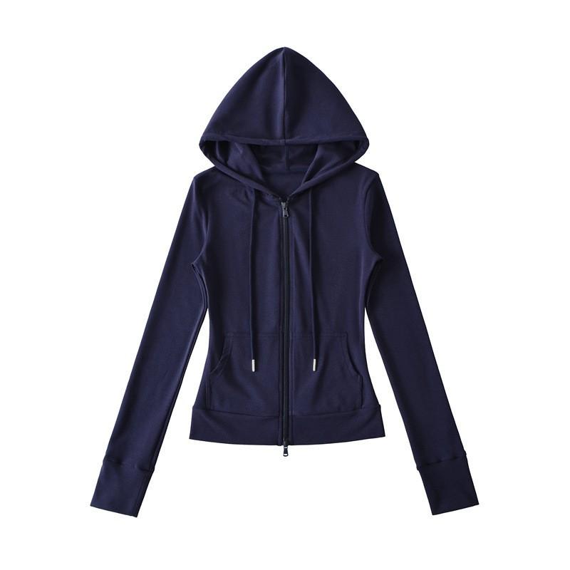 Womens Korean Style Lightweight Stand Collar Zip-Up Hooded Jacket Relaxed Wide-Leg Drawstring Pants Two-Piece Set Casual