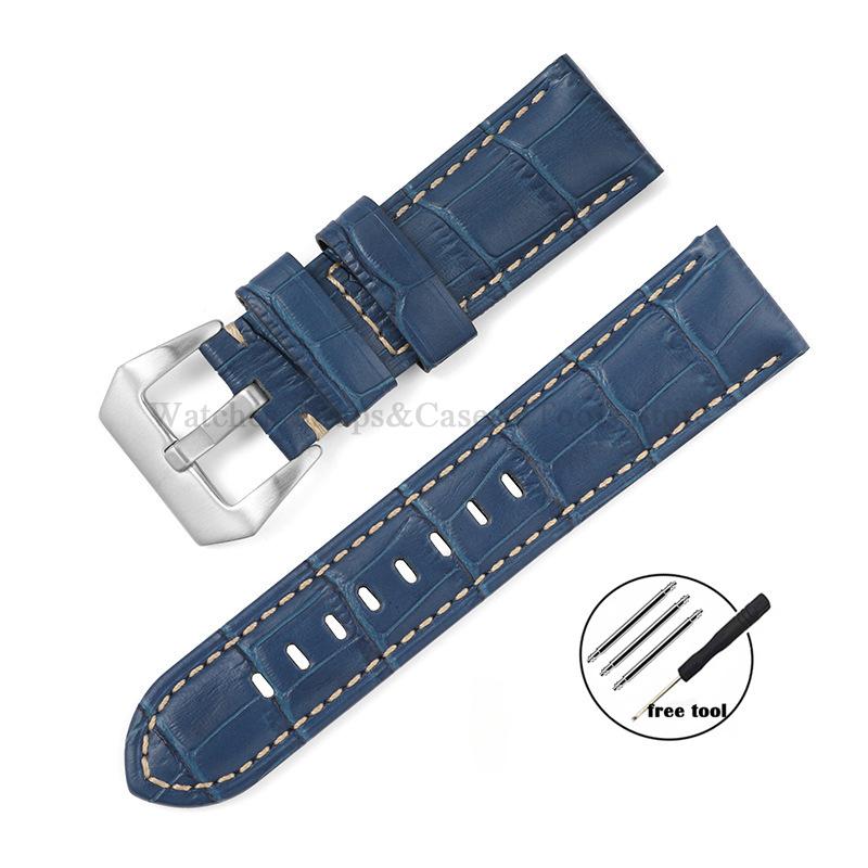 Бизнес Ремешок для часов из натуральной кожи Panerai для Omega Стальная пряжка Черный Коричневый Мужской ремешок Аксессуары 20 мм 22 мм 24 мм 26 мм