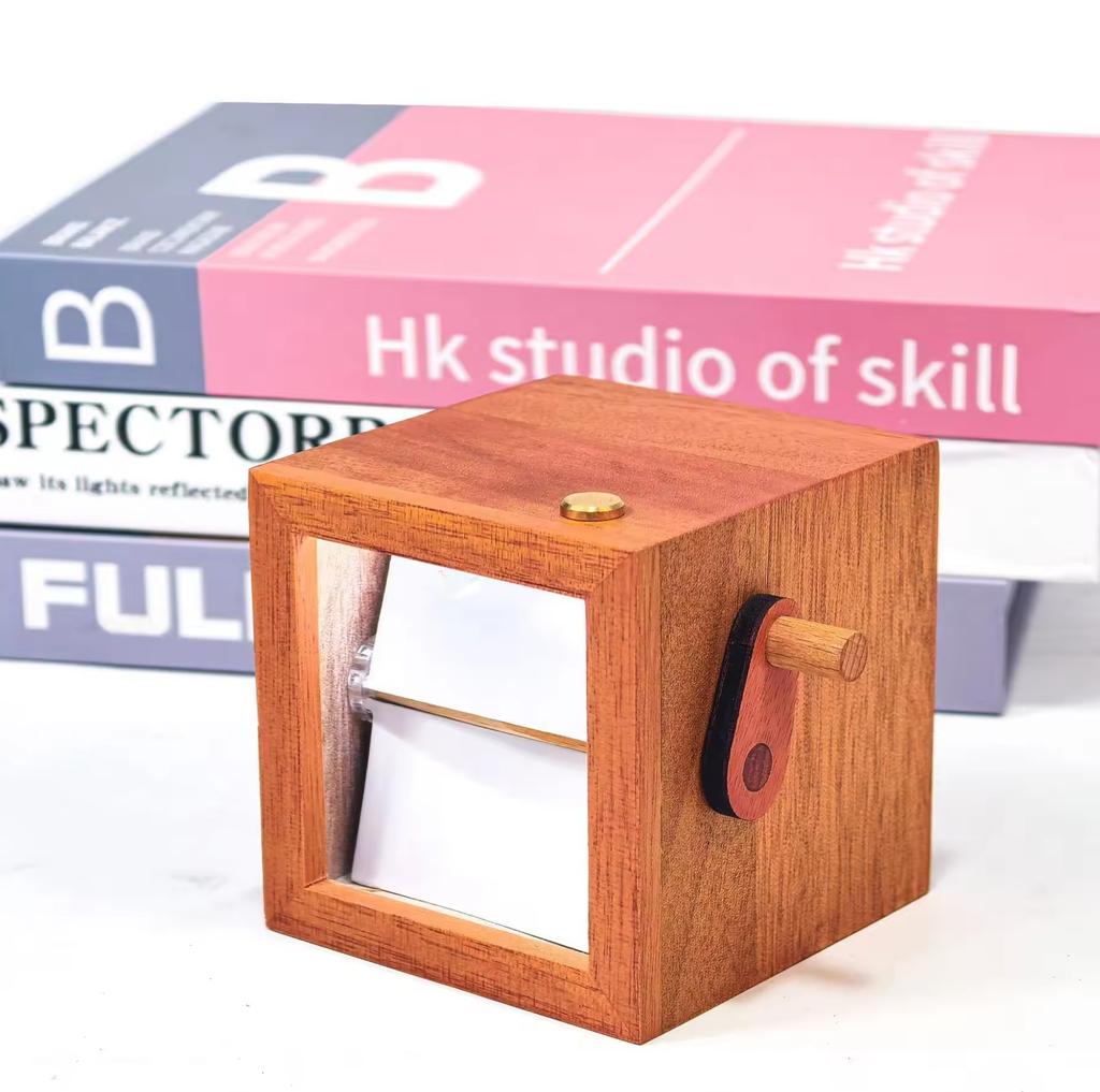 Custom Hand-Crank Animation LED Light Solid Wood Flip Photo Box Unique Memorial Gift for Couples Mother's Day Modern Home Decor
