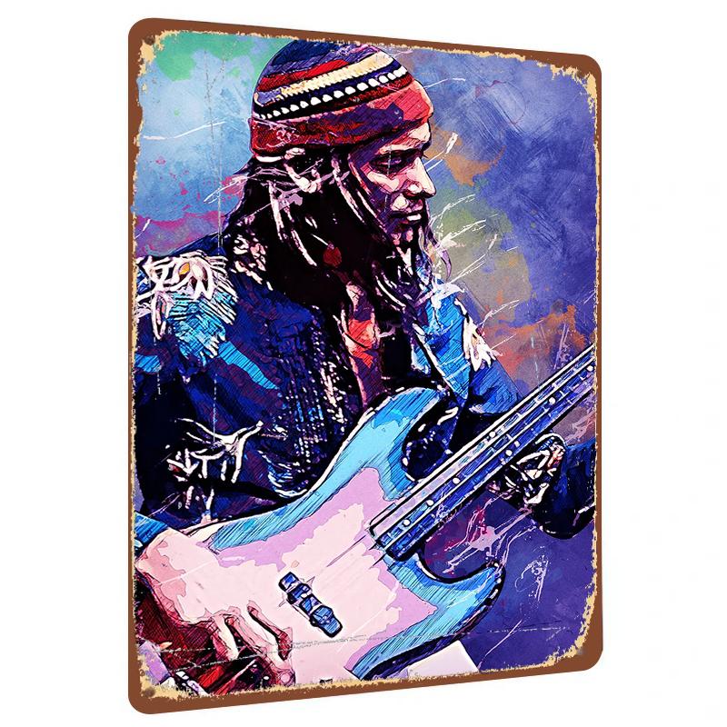 Creative Abstract Style Guitarist Metal Wall Art Home Decor Iron Painting