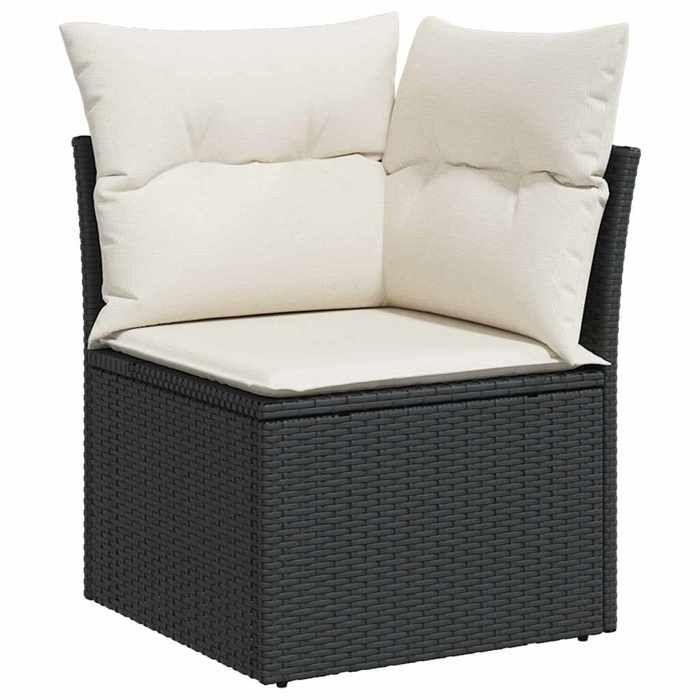 VidaXL Salon de Jardin avec Coussins 6 pcs, Canapés de Terrasse, Ensemble de Meubles de Patio, Mobilier d'Extérieur, Noir 3222855