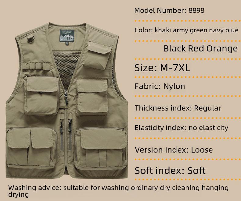 Мужской дышащий рабочий жилет с несколькими карманами 2019 года