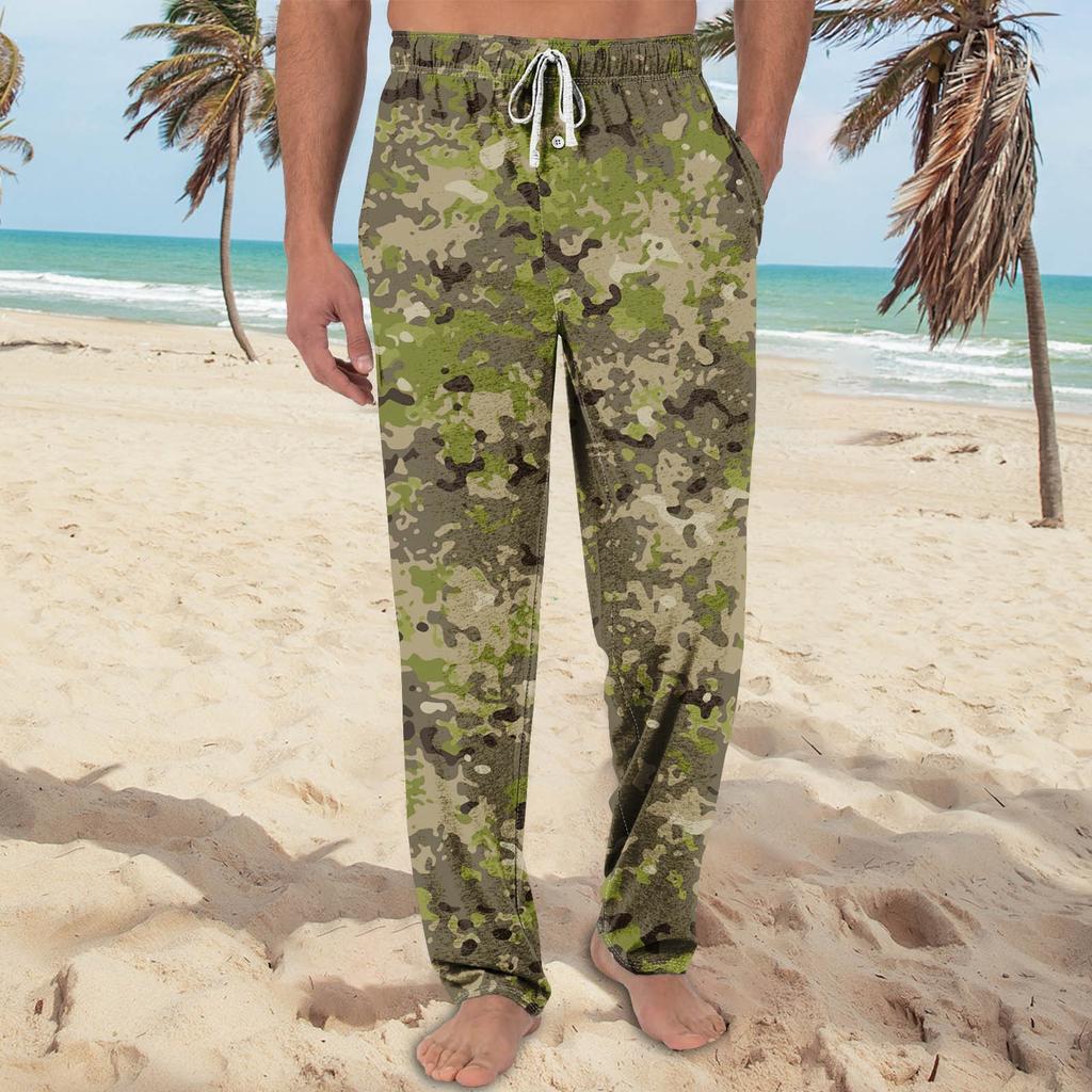 Мужские трикотажные модные повседневные брюки с напечатанным карманом, пижамные брюки