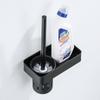 Bathroom Black/Silvery/grey Toilet Brush Holder Set With Trump Bar Aluminum Wall Mounted Toilet Brushes For Cleaning Storage