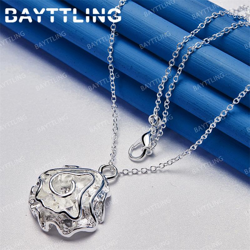Simple 925 Sterling Silver 16-30 Inch Beautiful Rose Heart Pendant Necklace Women's Accessories Jewelry Wedding