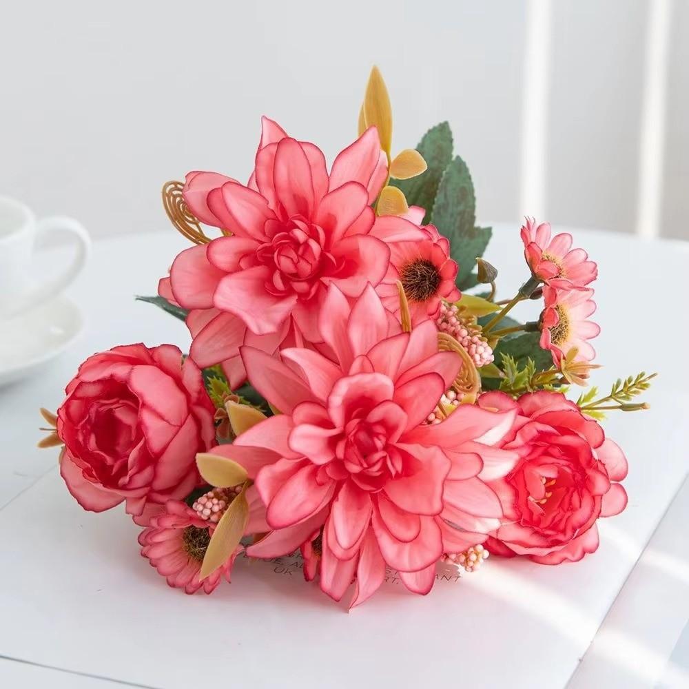 Bridal Bouquet Silk Dahlia Flower Arrangements Simulated Dahlia Artificial Flowers Bridal Bouquet