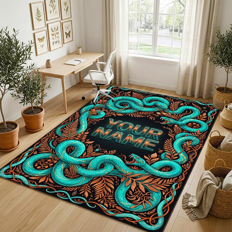 Decorative Artwork Theme Crystal Velvet Rug Personalized Custom Name Text Soft Floor Mat Home Decor